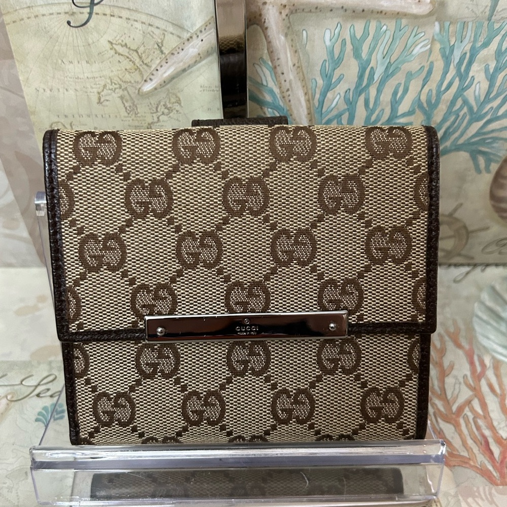 Gucci Brown Canvas & Leather Bifold Wallet